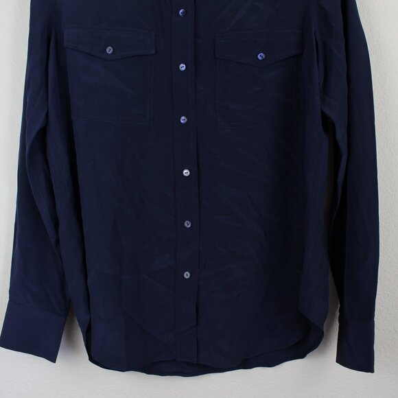 NEW VINCE Patch Pocket Long Sleeve Silk Blouse - Work to Dinner, Small - Picture 6 of 11